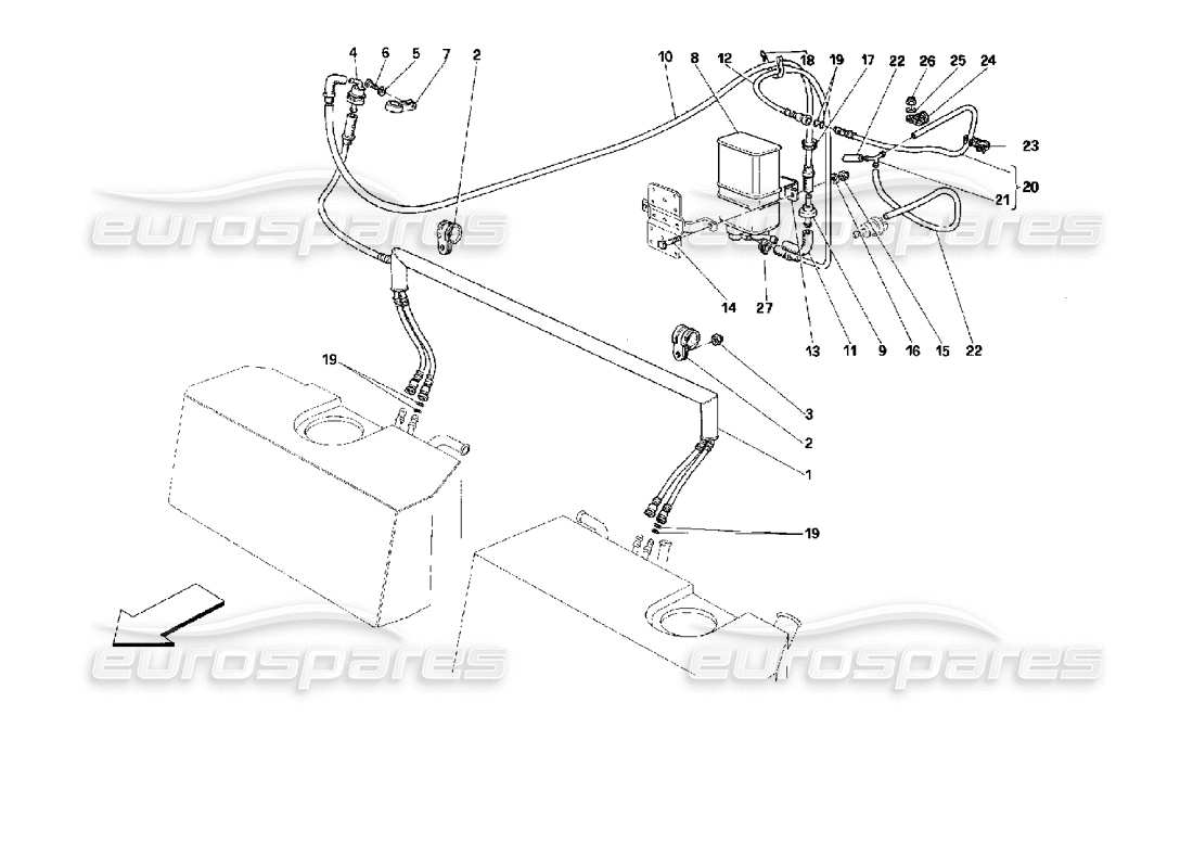 ferrari 512 tr diagrama de piezas del sistema de control de emisiones antievaporativas