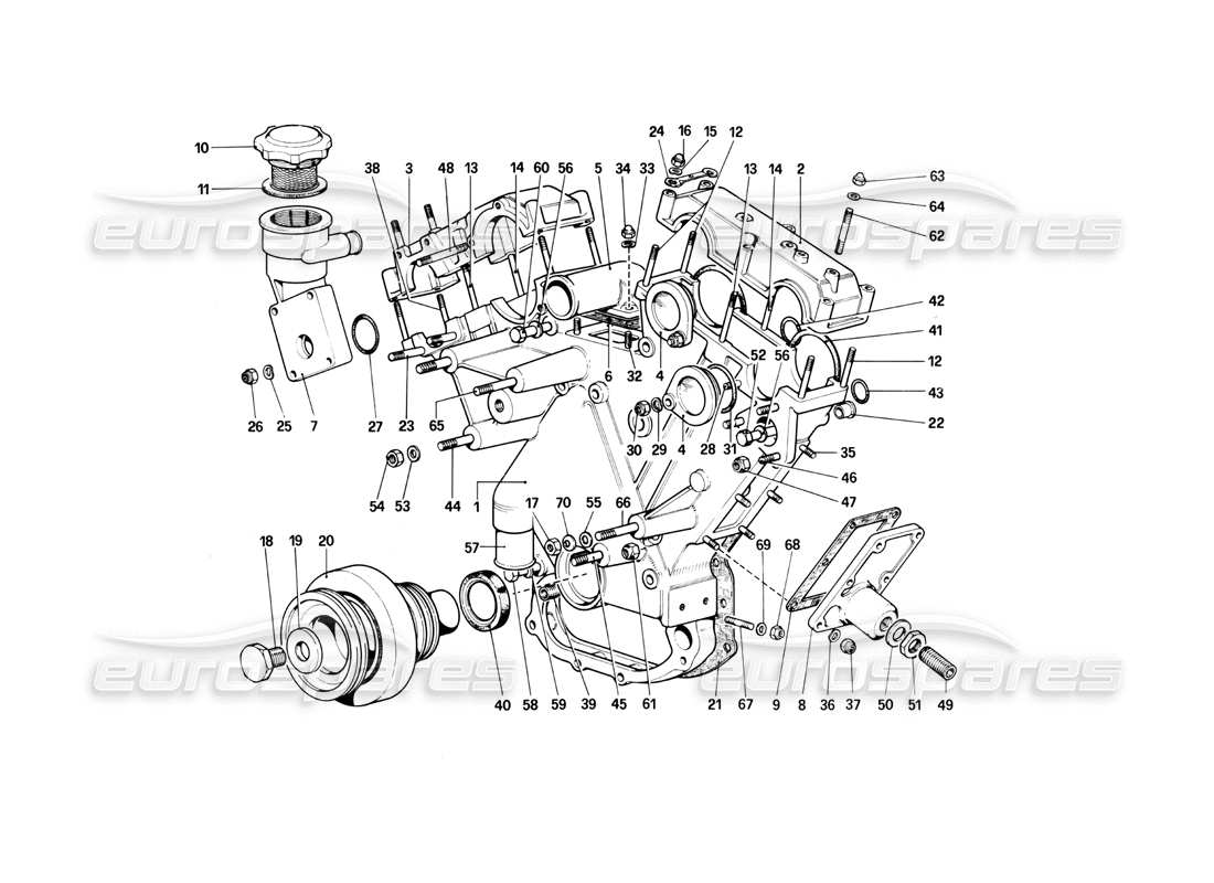 ferrari 400i (1983 mechanical) sistema de sincronización: diagrama de piezas de carcasa y cubiertas