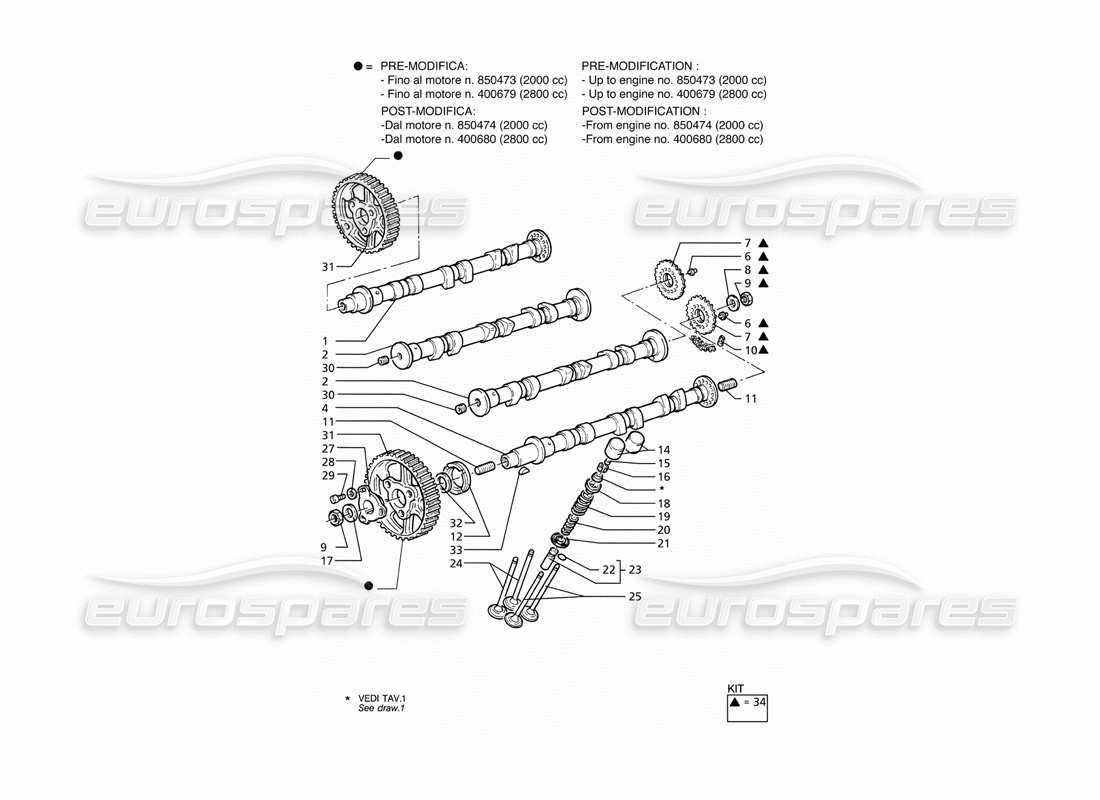 maserati ghibli 2.8 (abs) diagrama de piezas de sincronización