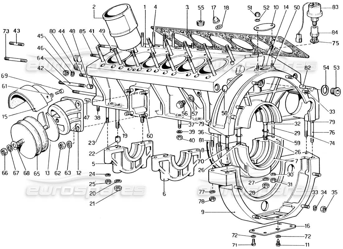 ferrari 365 gt4 2+2 (1973) diagrama de piezas del carter
