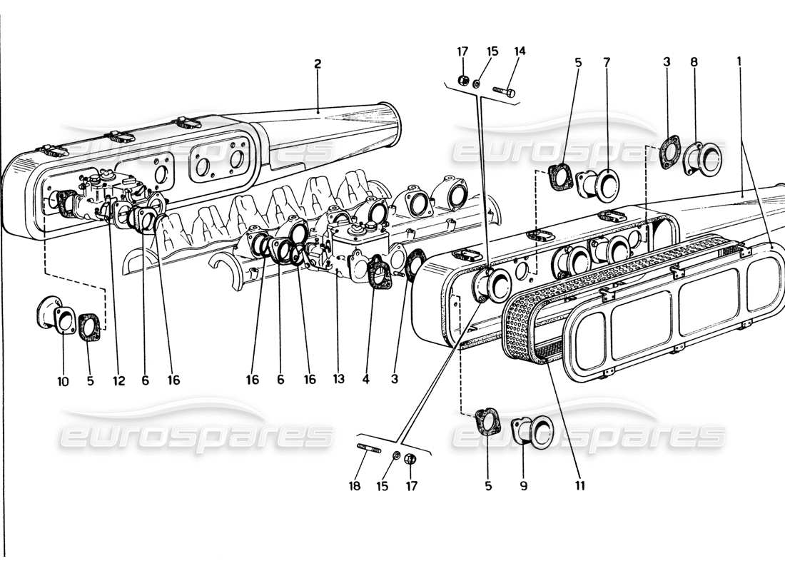 ferrari 365 gt4 2+2 (1973) diagrama de piezas de filtros de aire