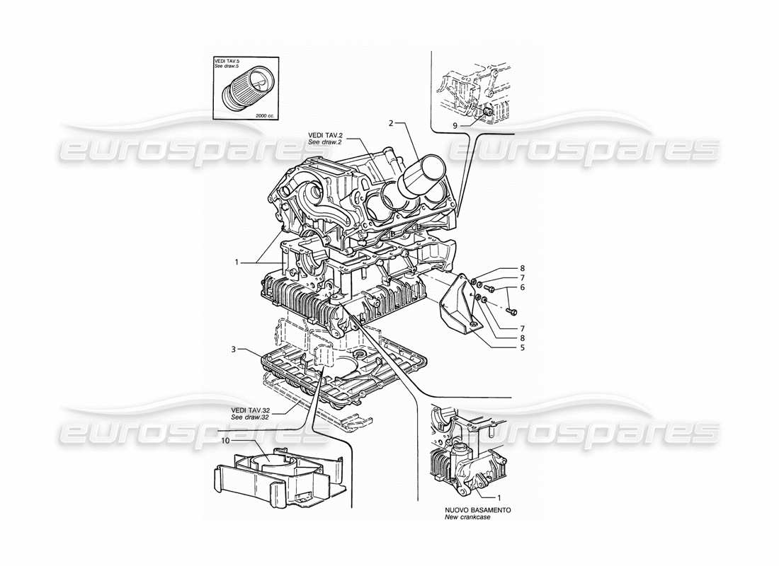 maserati ghibli 2.8 (abs) diagrama de piezas del bloque de cilindros y del cárter de aceite