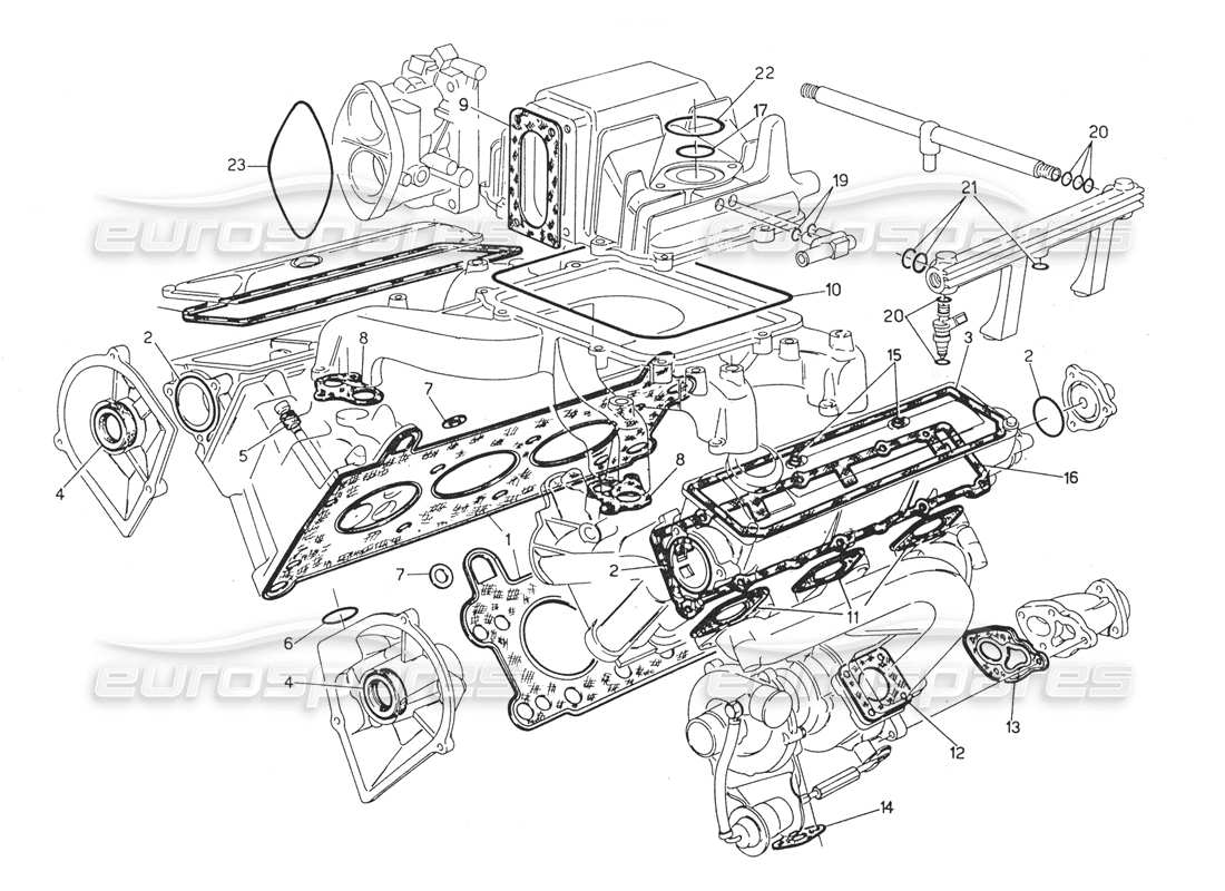 MASERATI BITURBO SPIDER DIAGRAMA DE PIEZAS DE JUNTAS Y CAUCHOS DE CABEZALES maserati biturbo spider diagrama de piezas de juntas y cauchos de cabezales