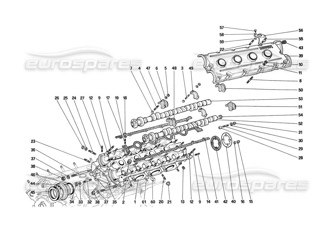 ferrari mondial 3.2 qv (1987) diagrama de piezas de la culata (izquierda)