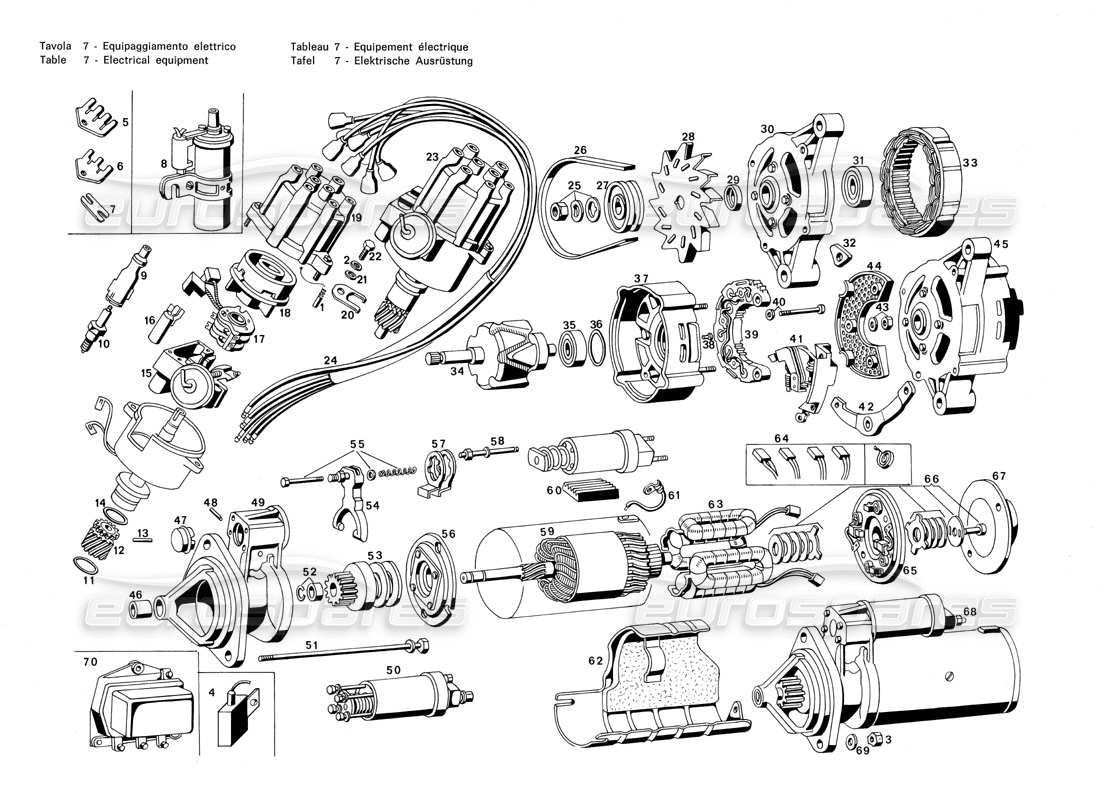 MASERATI MERAK 3.0 DIAGRAMA DE PIEZAS DE EQUIPOS ELÉCTRICOS maserati merak 3.0 diagrama de piezas de equipos eléctricos