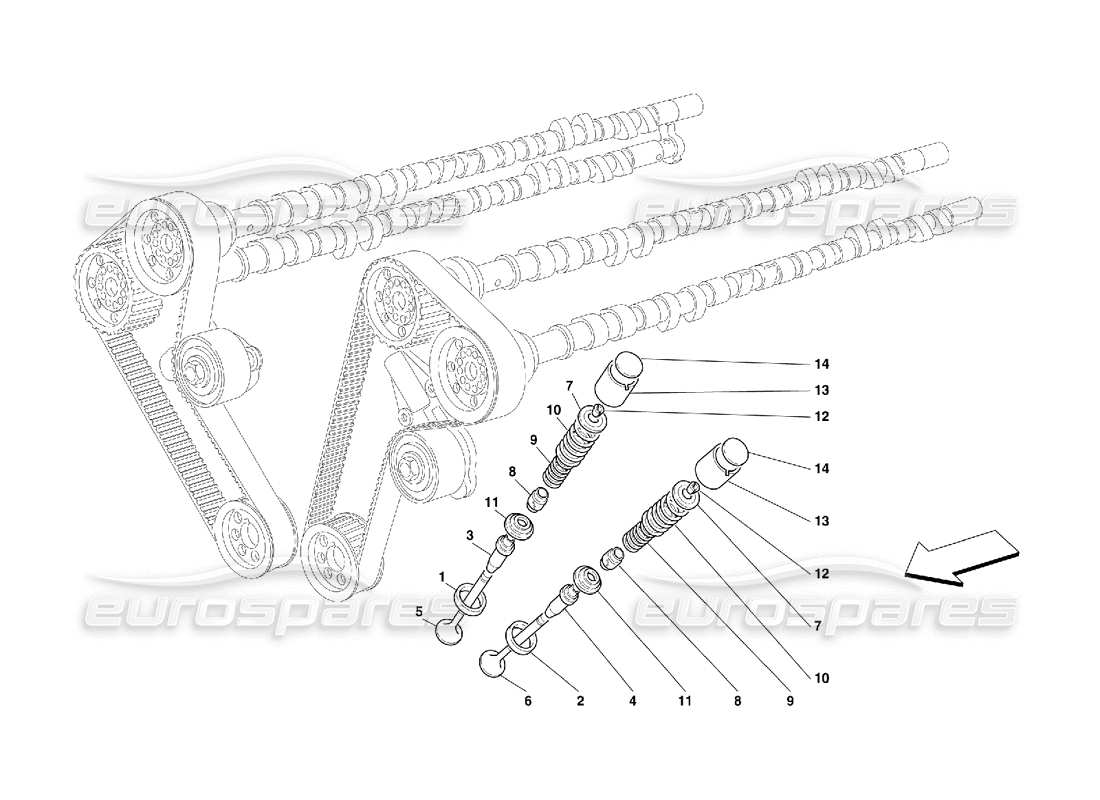 FERRARI 456 GT/GTA DISTRIBUCIÓN - VÁLVULAS DIAGRAMA DE PIEZAS ferrari 456 gt/gta distribución - válvulas diagrama de piezas