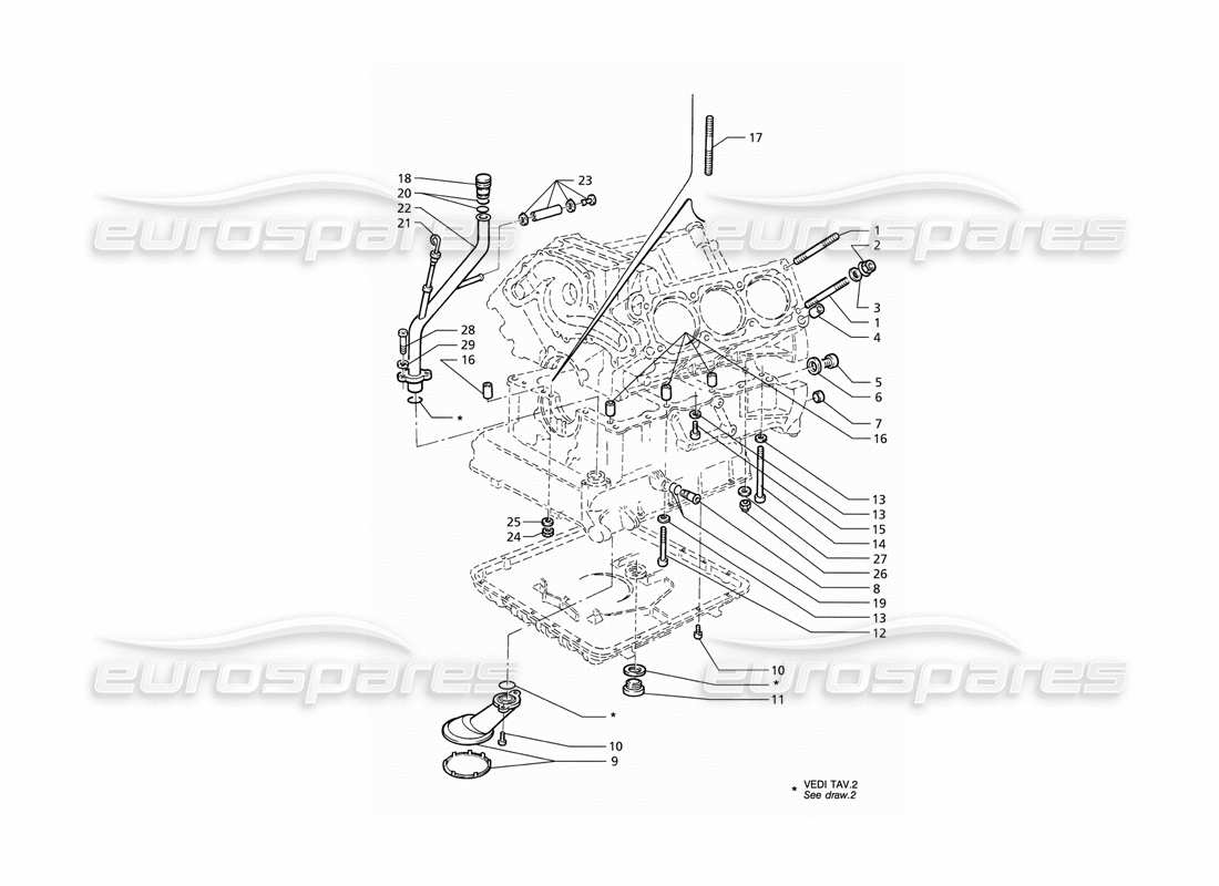 maserati qtp v6 (1996) diagrama de piezas de fijaciones y accesorios de bloques