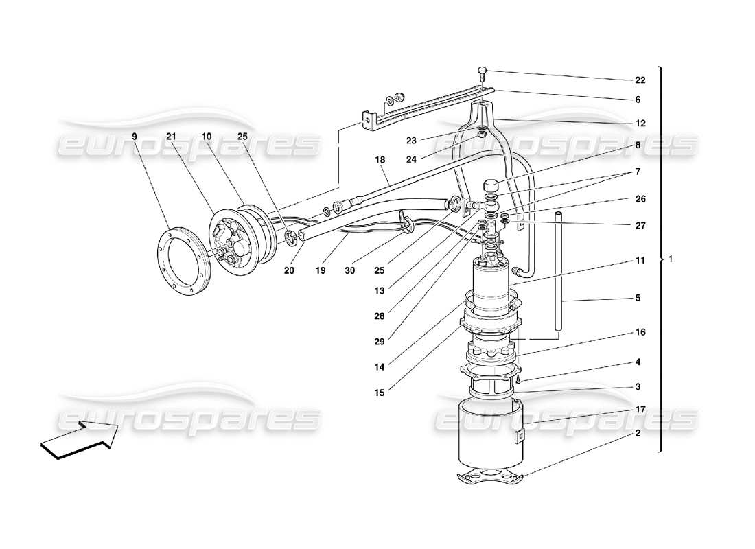 FERRARI 456 GT/GTA DIAGRAMA DE PIEZAS DE LA BOMBA DE COMBUSTIBLE ferrari 456 gt/gta diagrama de piezas de la bomba de combustible