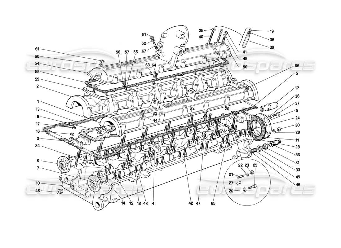 ferrari 400i (1983 mechanical) diagrama de piezas de la culata (derecha)