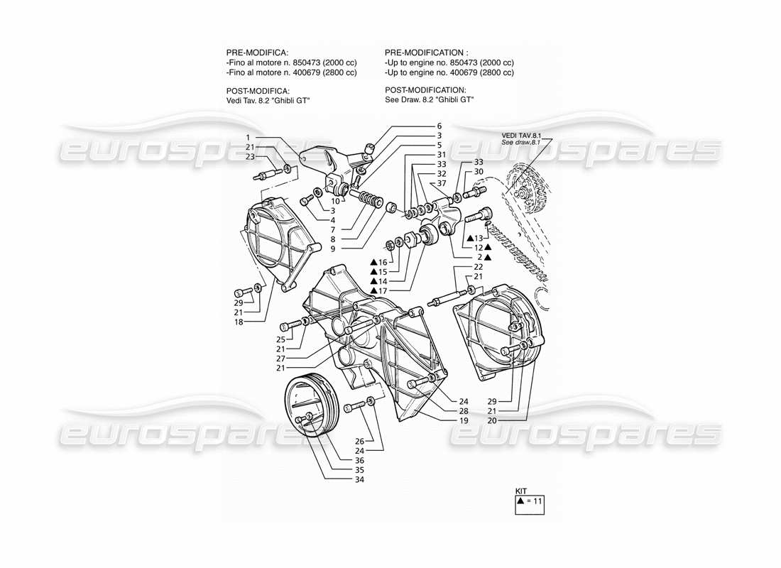 maserati ghibli 2.8 (abs) diagrama de piezas de control de sincronización