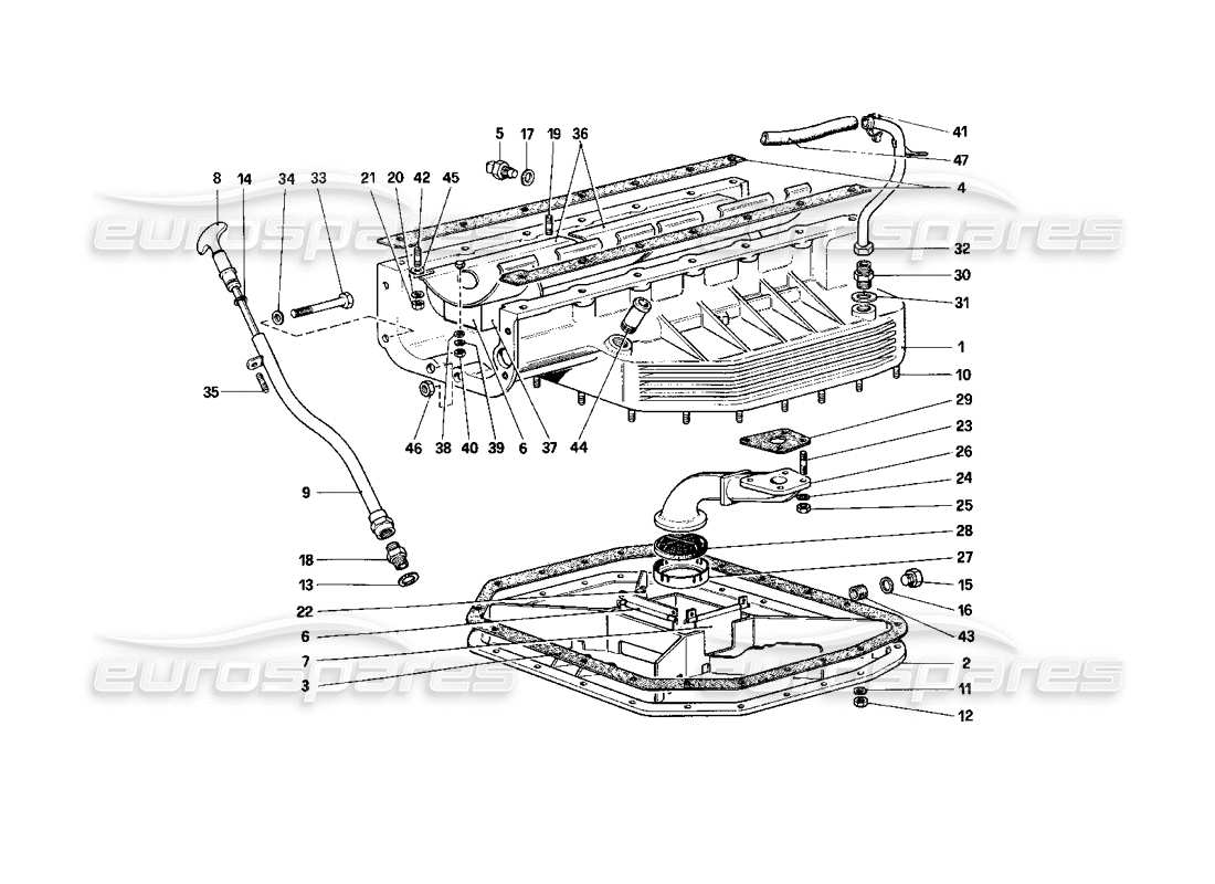 ferrari 400i (1983 mechanical) diagrama de piezas del cárter de aceite