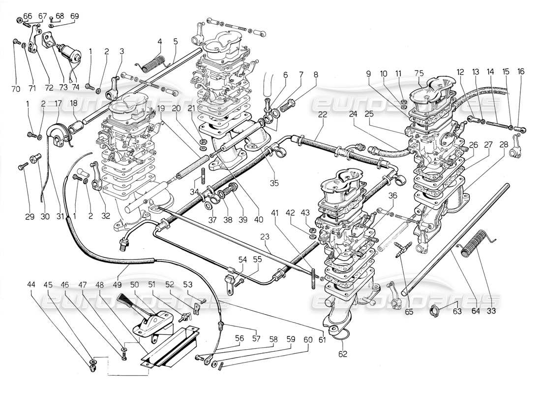 lamborghini jalpa 3.5 (1984) diagrama de piezas del sistema de combustible