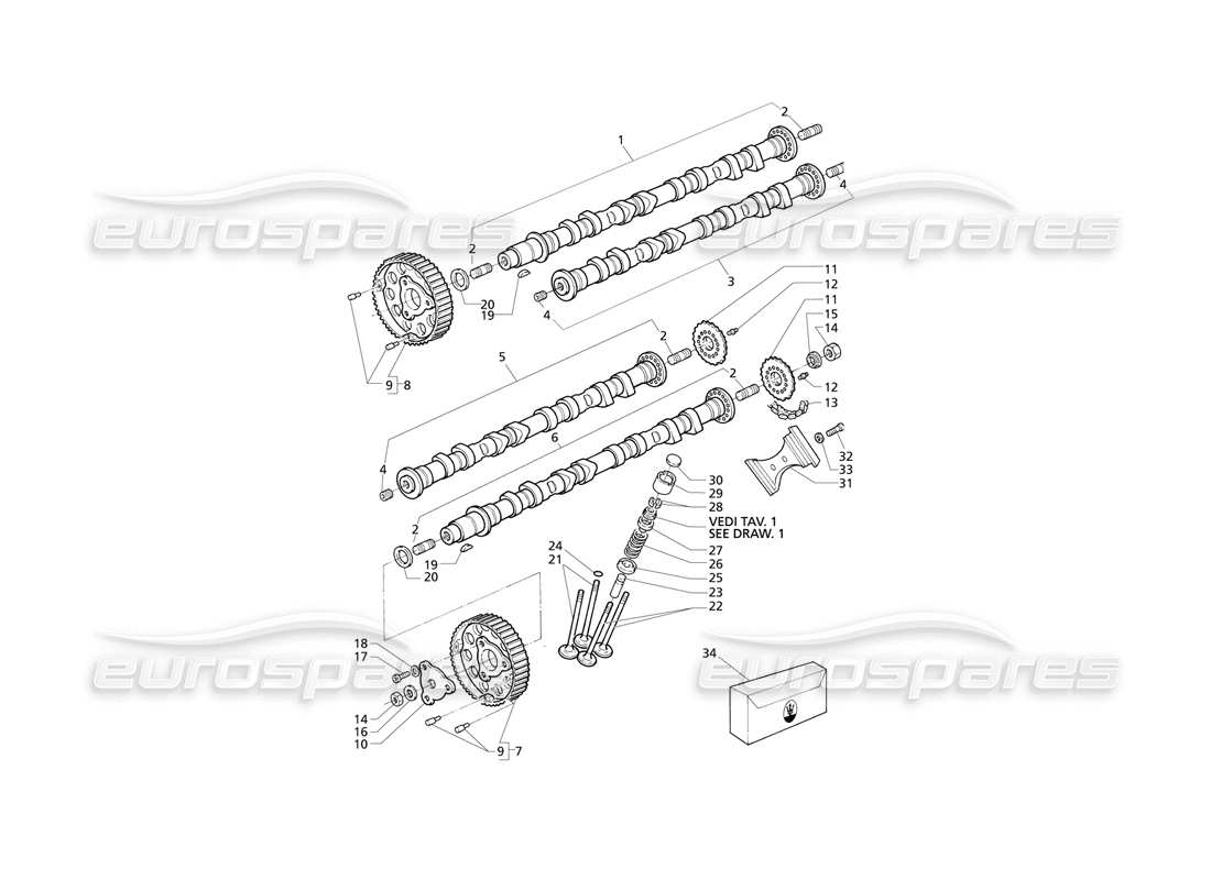 MASERATI QTP V8 EVOLUZIONE DIAGRAMA DE PIEZAS DE SINCRONIZACIÓN maserati qtp v8 evoluzione diagrama de piezas de sincronización