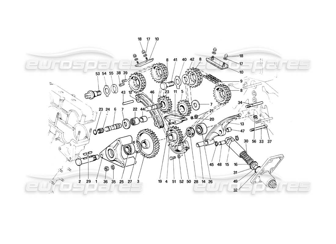 ferrari 400i (1983 mechanical) sistema de sincronización: diagrama de piezas de controles