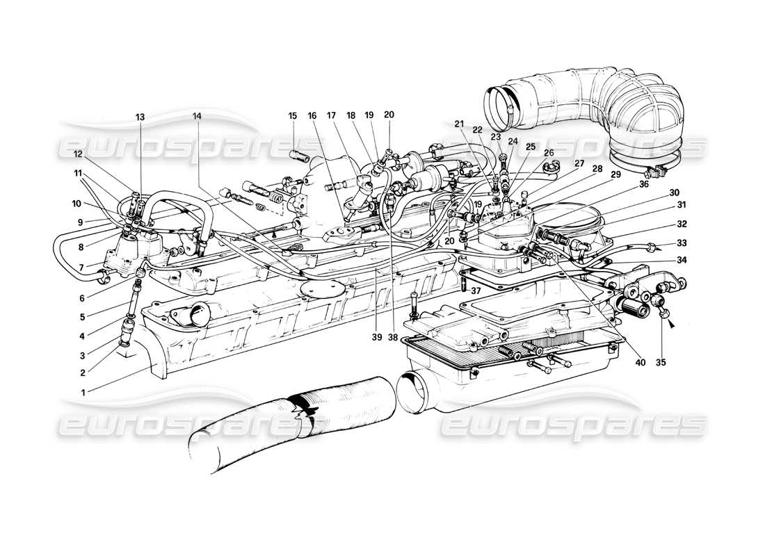 ferrari 400i (1983 mechanical) sistema de inyección de combustible: distribuidores de combustible, diagrama de piezas de líneas