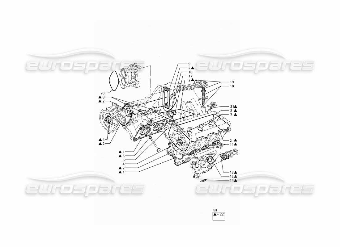 maserati ghibli 2.8 (abs) diagrama de piezas de revisión de juntas y sellos para cabezales
