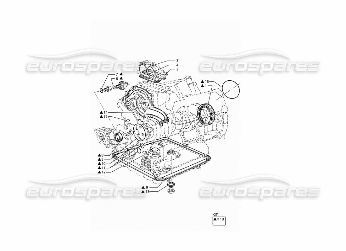 maserati ghibli 2.8 (abs) diagrama de piezas de reparación de juntas y retenes de aceite