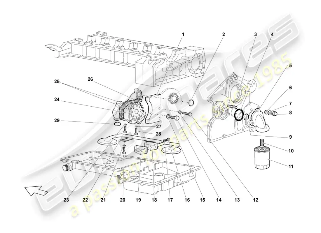 lamborghini murcielago coupe (2004) bomba de aceite diagrama de piezas