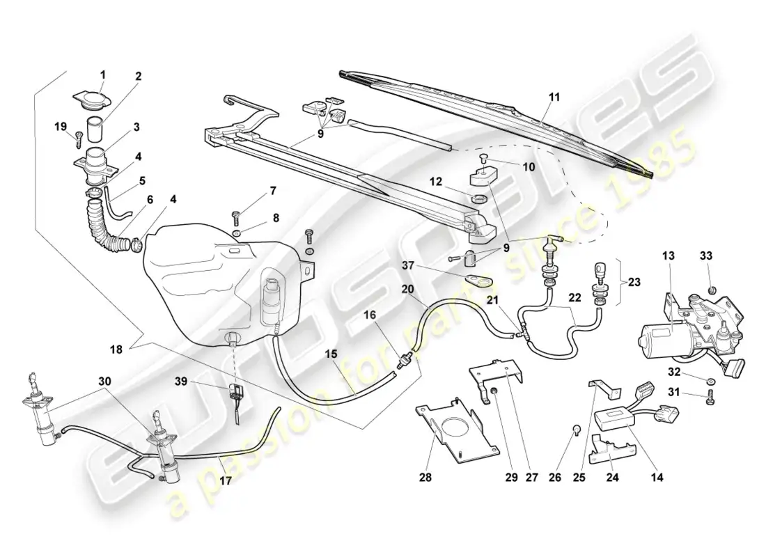 lamborghini murcielago coupe (2005) limpiaparabrisas diagrama de piezas
