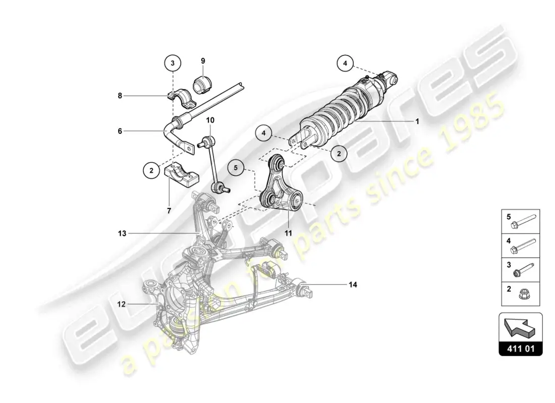 lamborghini sian (2020) amortiguadores delanteros diagrama de piezas