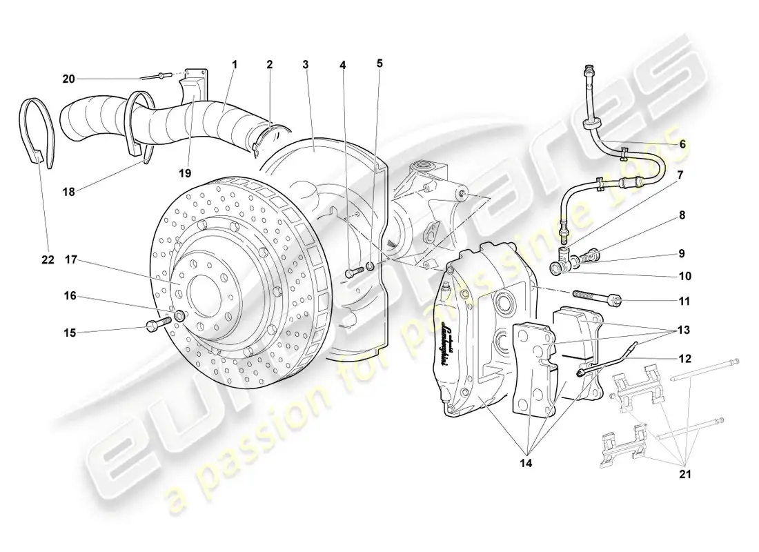 lamborghini murcielago coupe (2006) disc brake front diagrama de piezas
