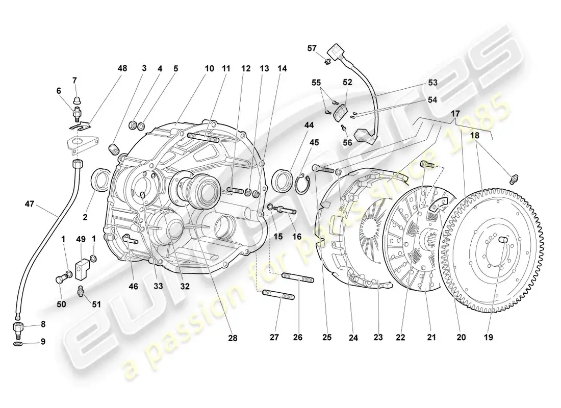 lamborghini murcielago coupe (2004) engranaje eléctrico de acoplamiento diagrama de piezas
