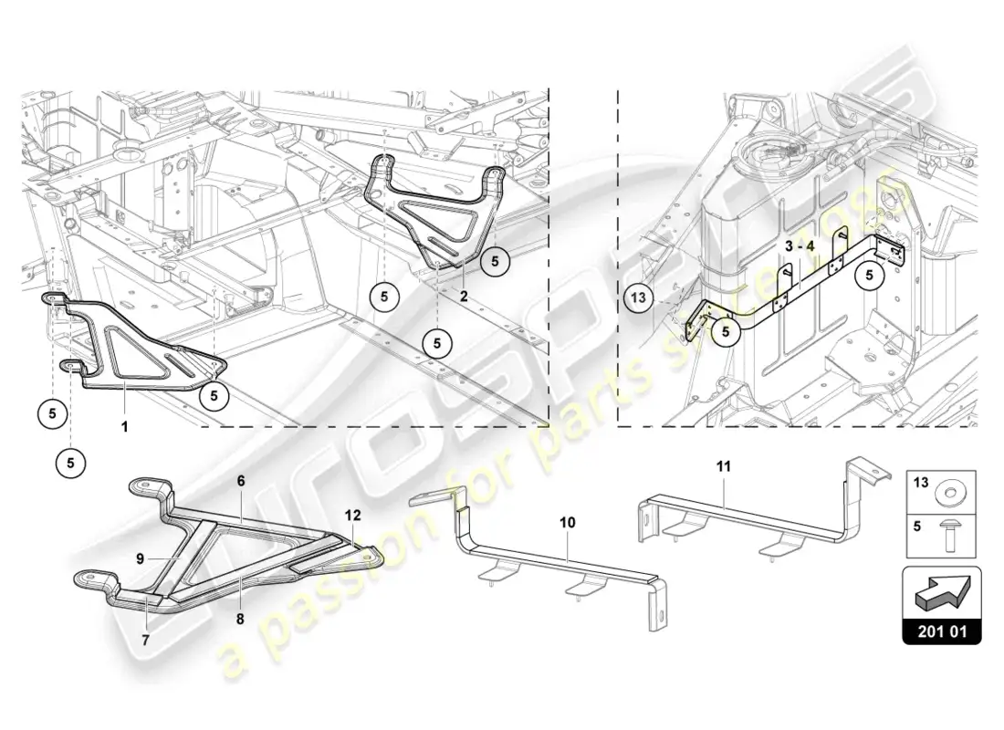 lamborghini sian (2021) bracket for fuel tank diagrama de piezas