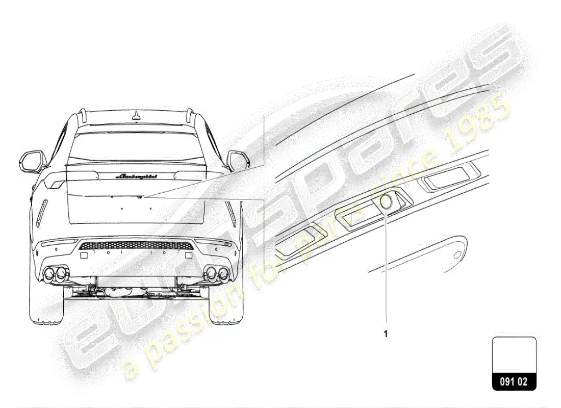 lamborghini urus (accessories) kit retrofit para cámara de marcha atrás diagrama de piezas