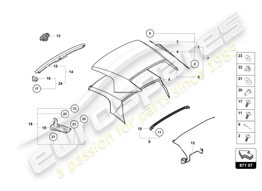 lamborghini lp610-4 spyder (2017) cubrir diagrama de piezas