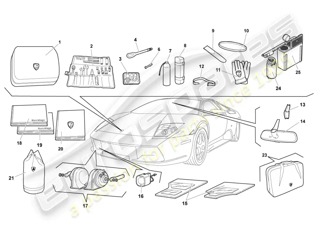 lamborghini murcielago roadster (2006) herramientas del vehículo diagrama de piezas
