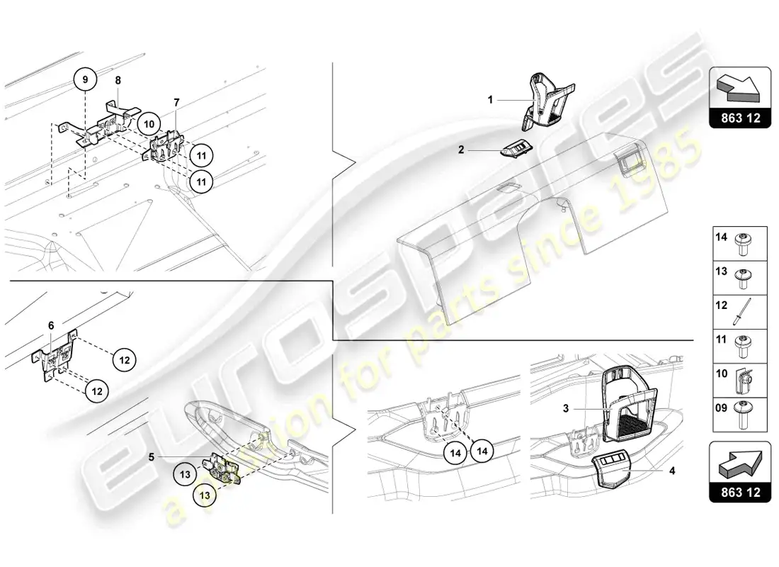 lamborghini lp720-4 coupe 50 (2014) diagrama de piezas del portavasos