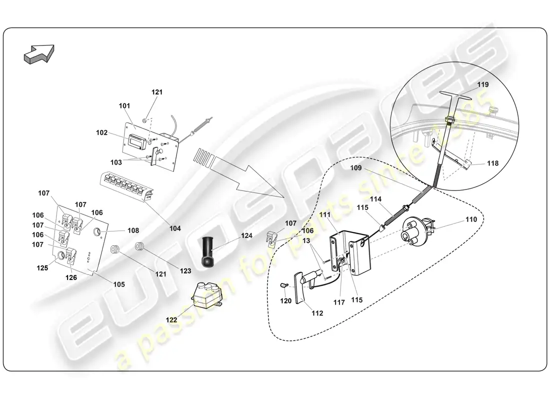 lamborghini super trofeo (2009-2014) interior de carbono gtr diagrama de piezas