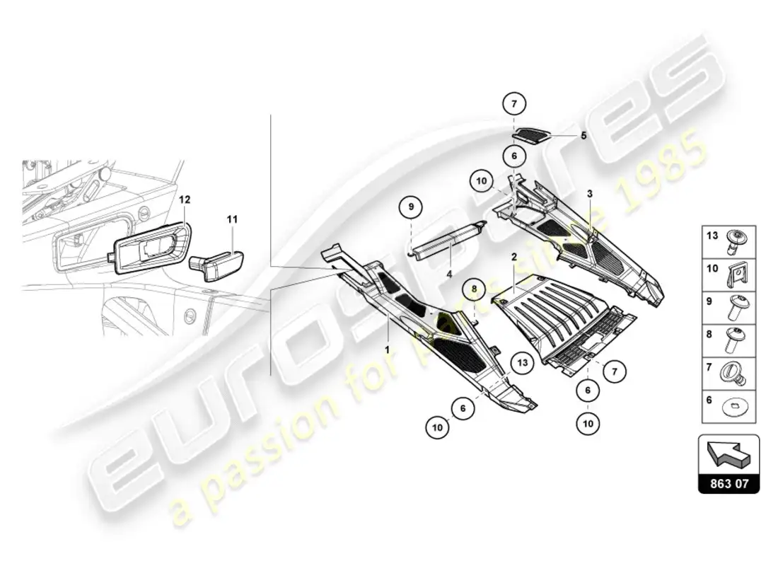 lamborghini lp610-4 coupe (2017) cubierta del motor diagrama de piezas
