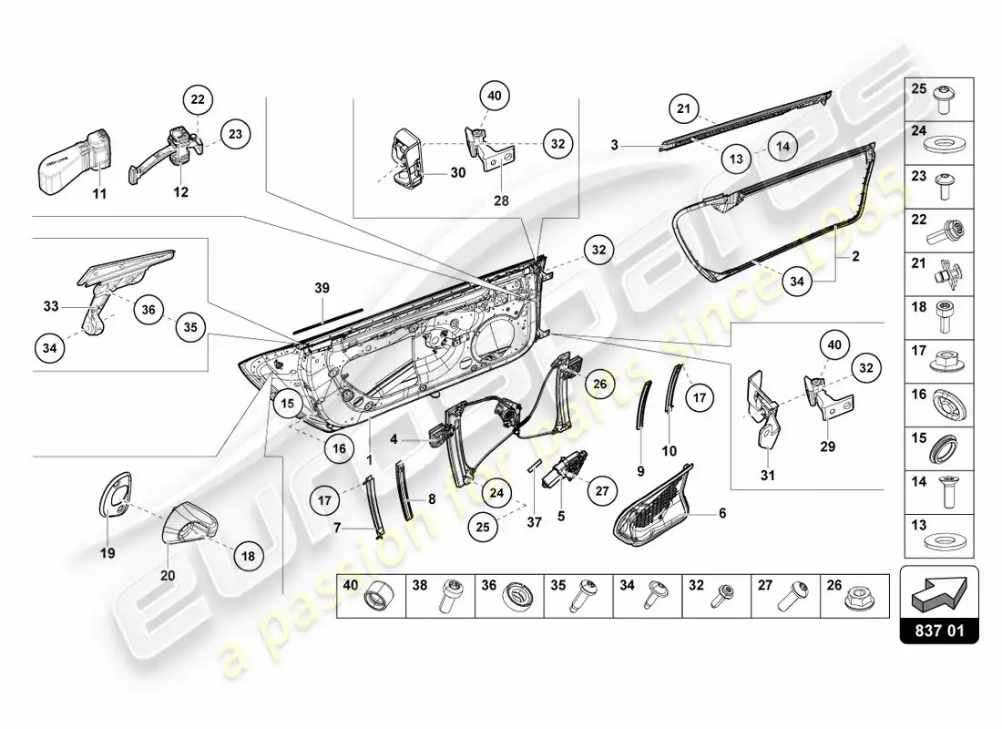 lamborghini lp610-4 avio (2017) puertas diagrama de piezas