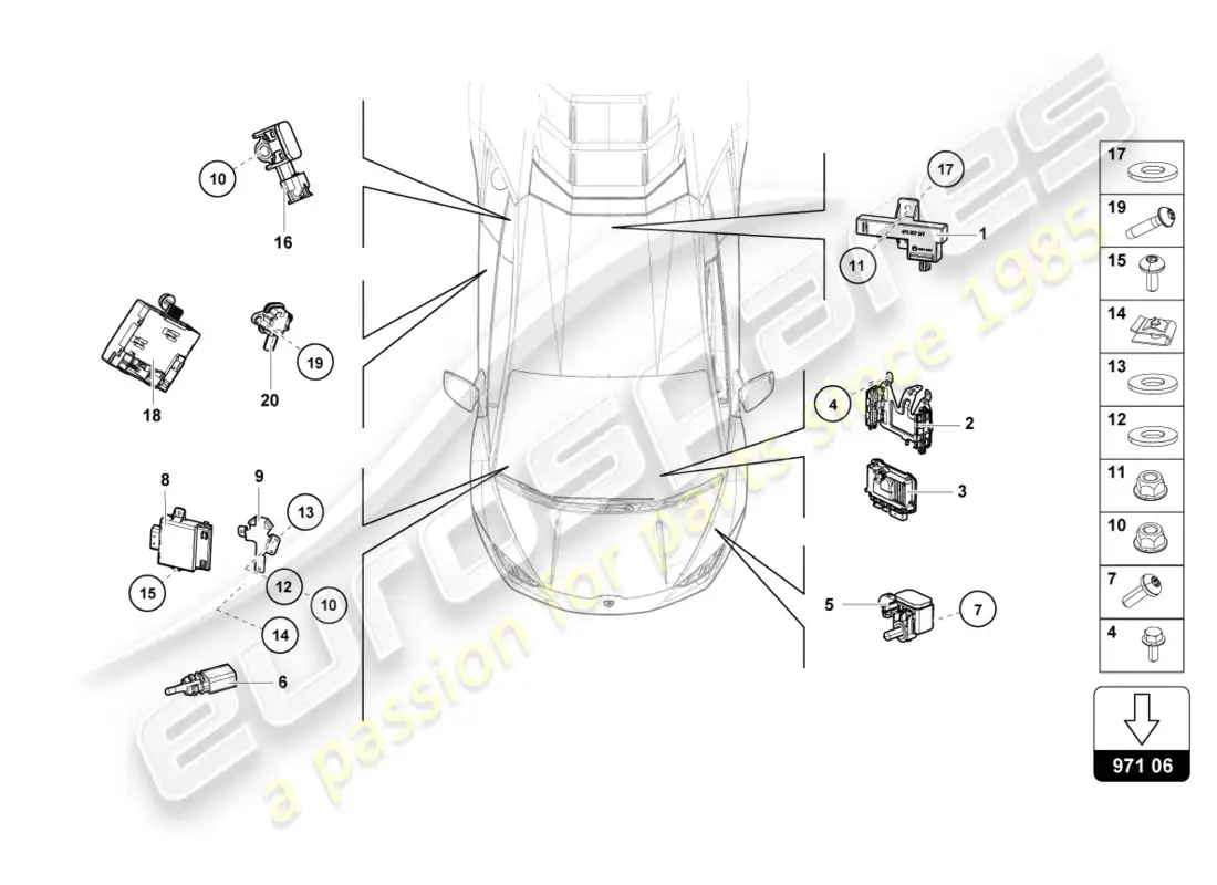 lamborghini lp610-4 coupe (2017) unidad de control diagrama de piezas