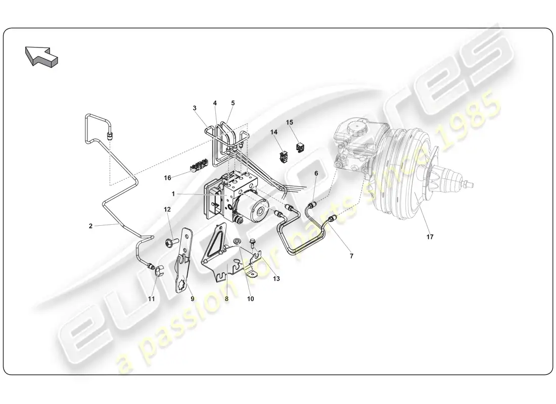 lamborghini super trofeo (2009-2014) brake system diagrama de piezas
