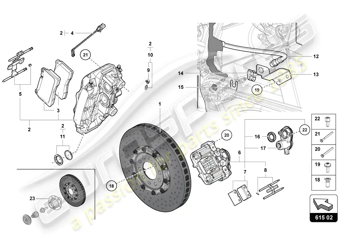 lamborghini lp720-4 coupe 50 (2014) diagrama de piezas del disco de freno