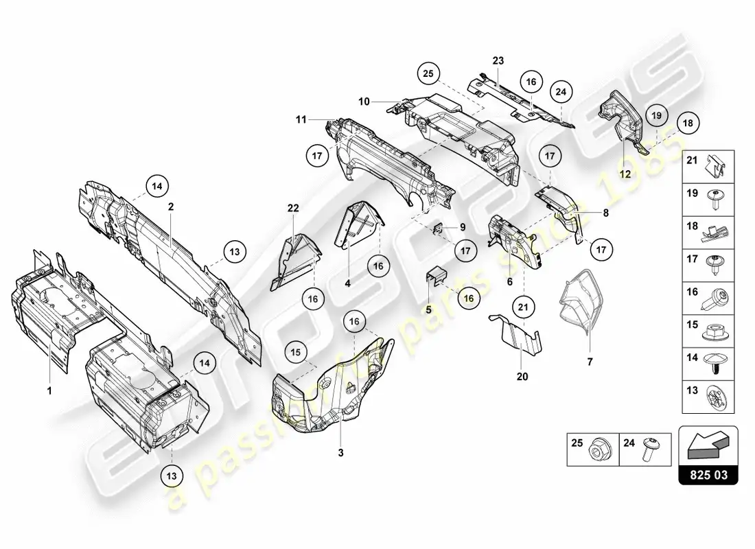 lamborghini lp580-2 spyder (2018) escudo térmico diagrama de piezas