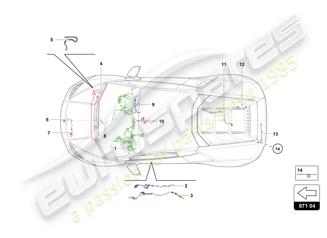 lamborghini performante spyder (2020) alambrado diagrama de piezas