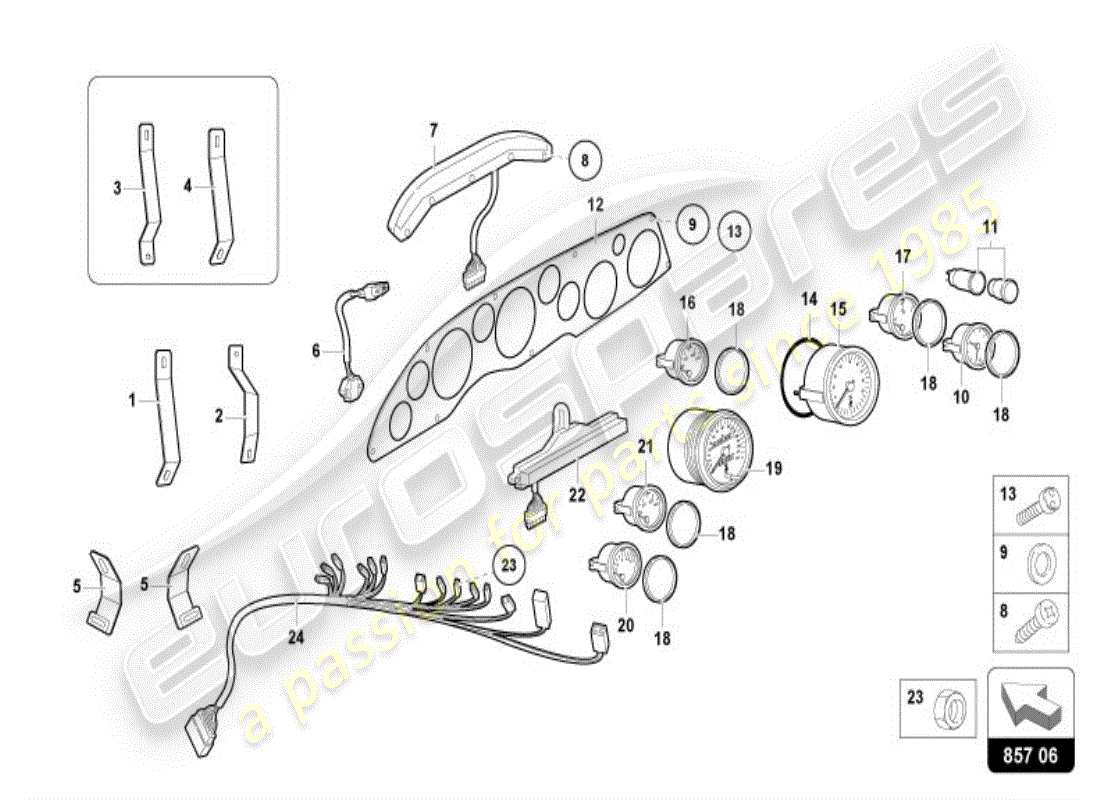 lamborghini diablo vt (1999) instrumento combi diagrama de piezas