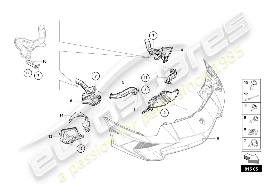 lamborghini lp750-4 sv roadster (2017) diagrama de piezas de cartón para conductos de aire