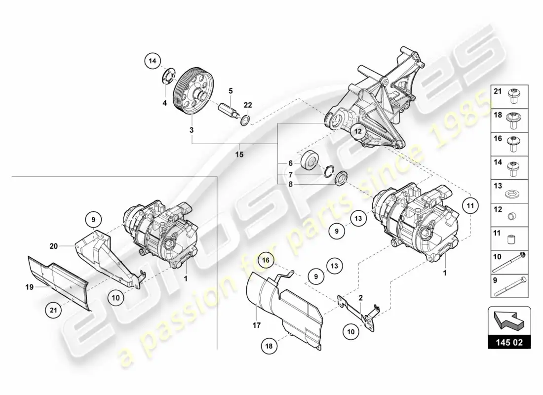 lamborghini centenario coupe (2017) diagrama de piezas del compresor de a/c
