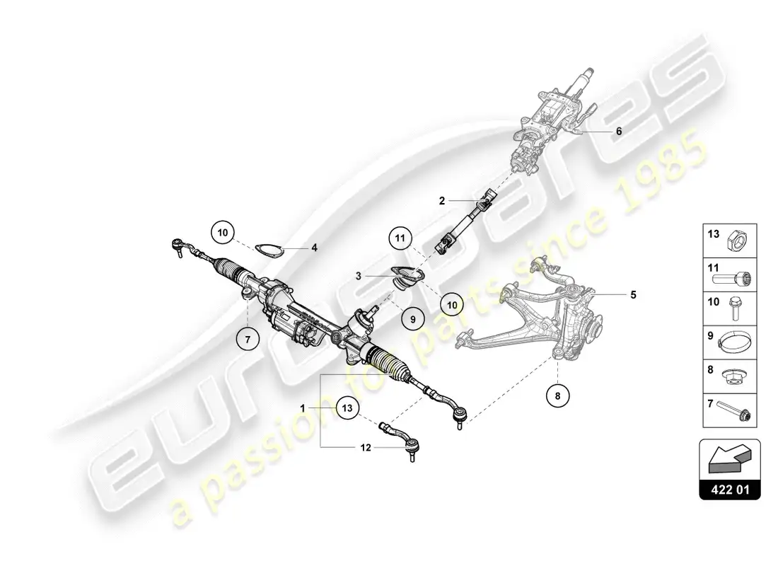 lamborghini lp580-2 spyder (2017) dirección asistida diagrama de piezas