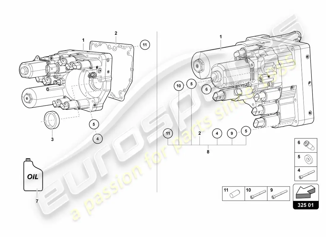 lamborghini centenario coupe (2017) unidad de control hidráulico diagrama de piezas
