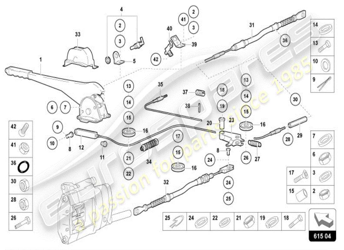 lamborghini diablo vt (1996) freno de mano diagrama de piezas