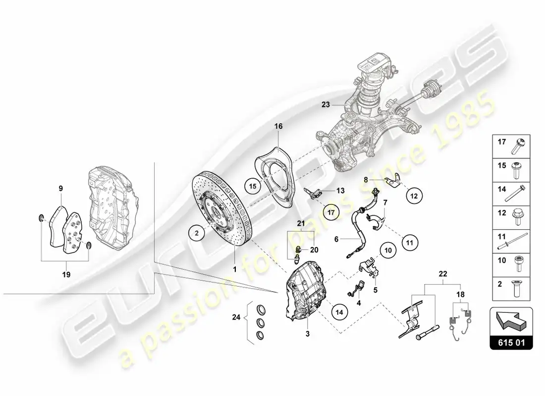 lamborghini lp580-2 coupe (2017) disco de freno cerámico diagrama de piezas