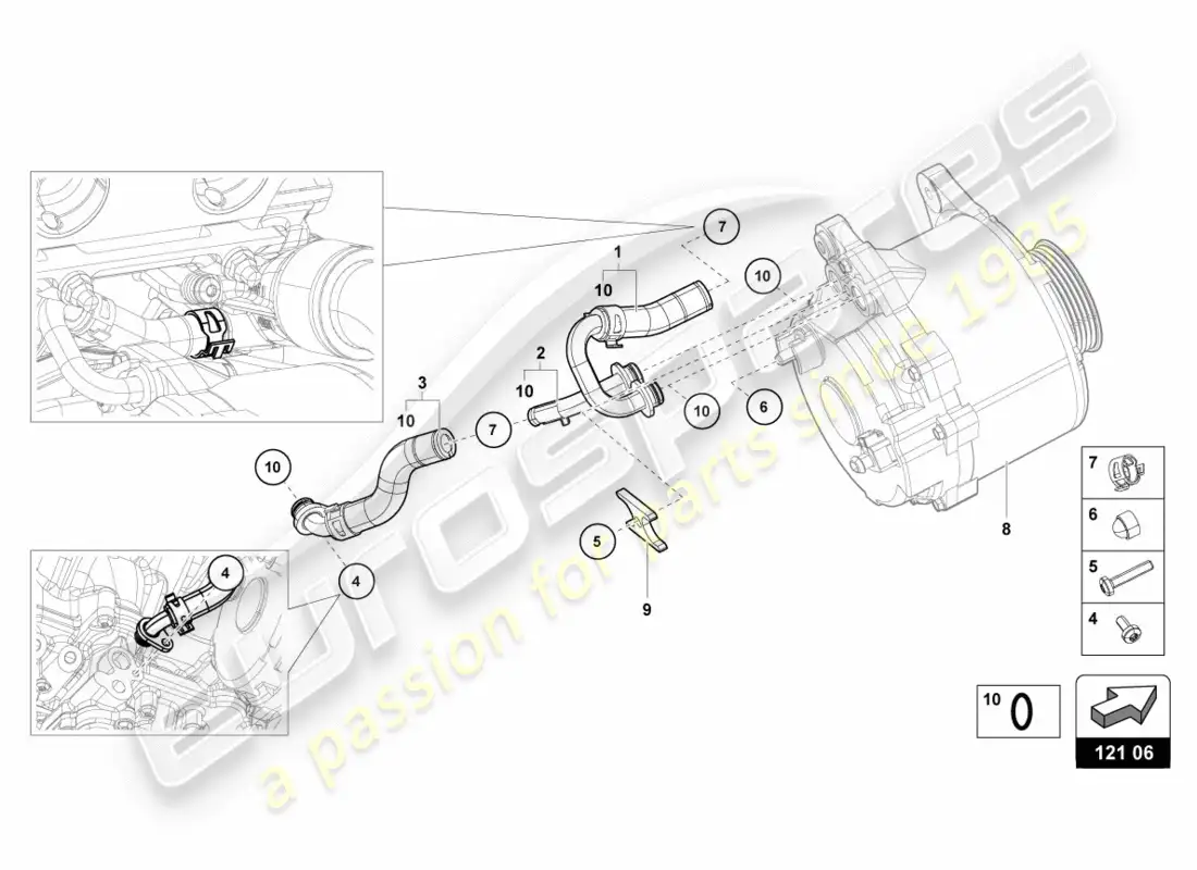 lamborghini lp600-4 zhong coupe (2016) mangueras y tubos de refrigerante diagrama de piezas