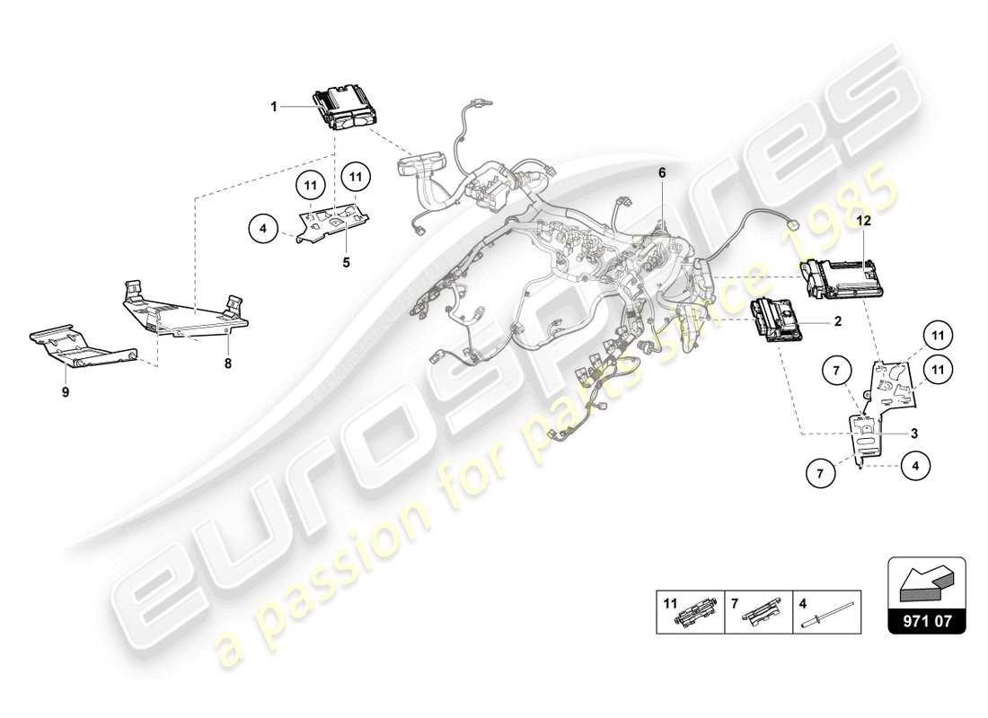 lamborghini evo spyder (2021) unidad de control del motor diagrama de piezas