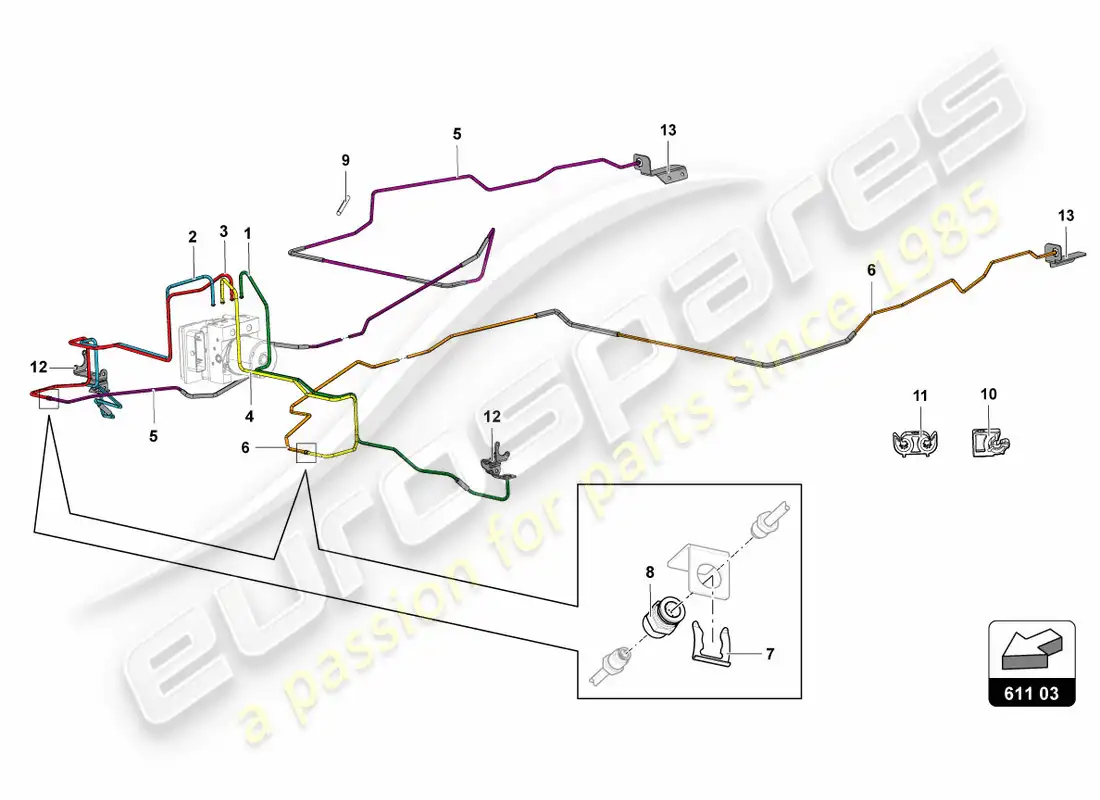 lamborghini centenario roadster (2017) servofreno, tubos y sistema de vacío diagrama de piezas