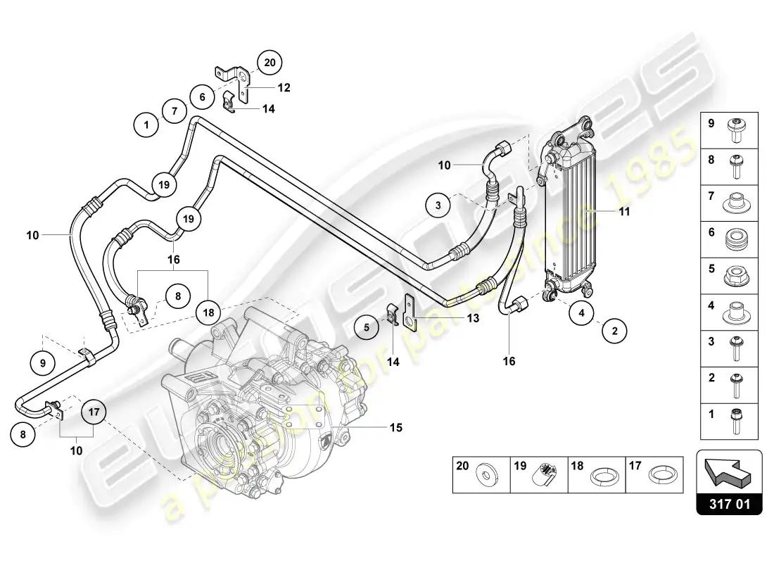 lamborghini lp720-4 coupe 50 (2014) diagrama de piezas del enfriador de aceite